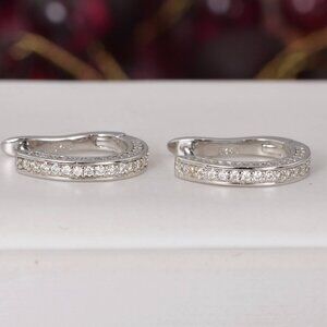 NWT Certified All Moissanite Huggies Earrings 925 Sterling
